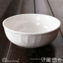 Weißes Porzellan mit Relief Classic Design Bowl